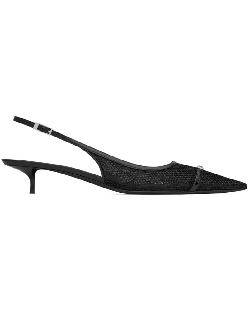 Saint Laurent Slingback-Pumps mit Netzeinsatz - Schwarz Schwarz