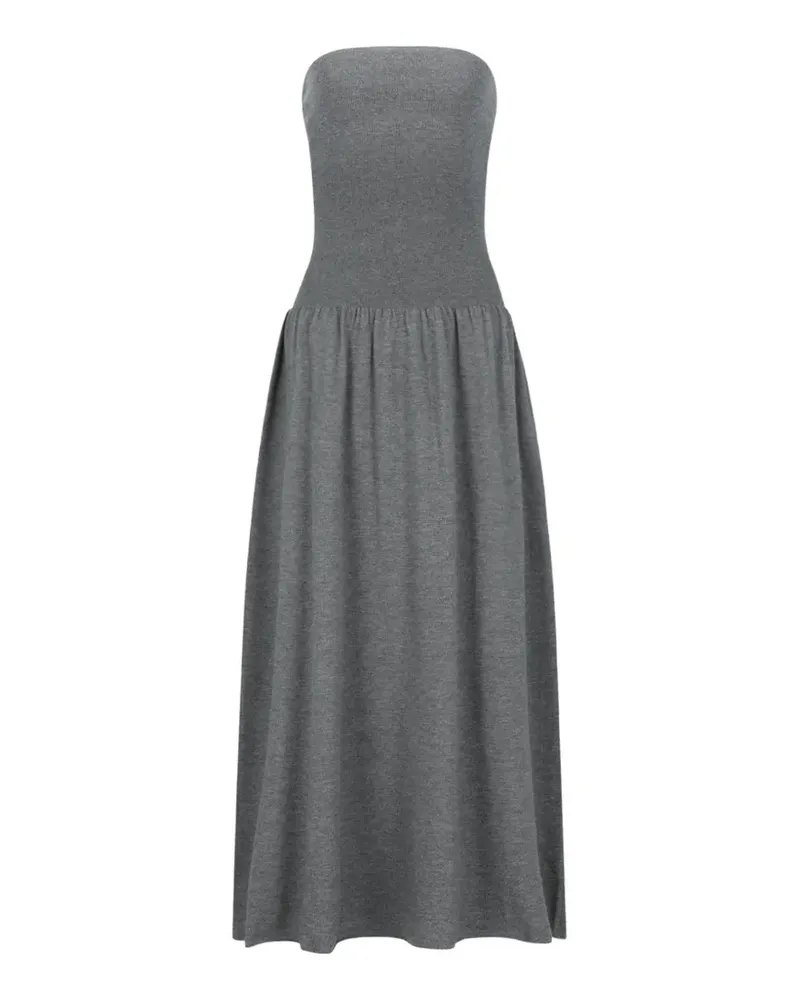 AMOMENTO shirring strapless maxi dress - Grau Grau