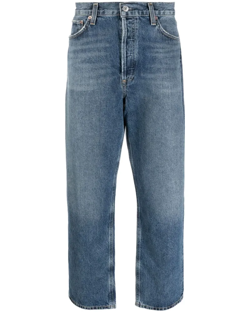 AGOLDE Halbhohe Straight-Leg-Jeans Blau