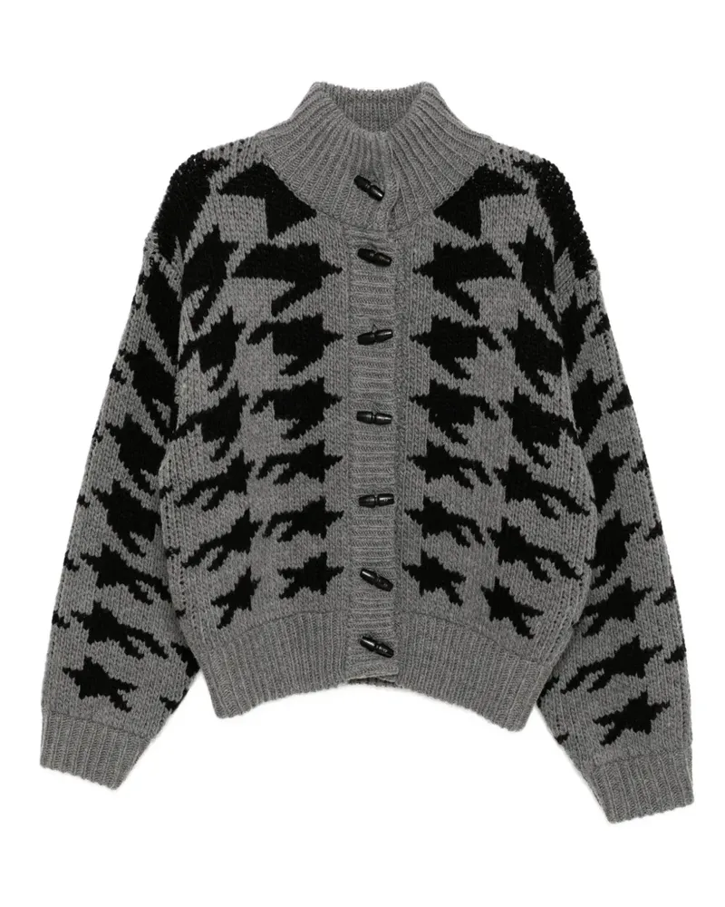 OPEN YY Cardigan mit Hahnentrittmuster - Grau Grau