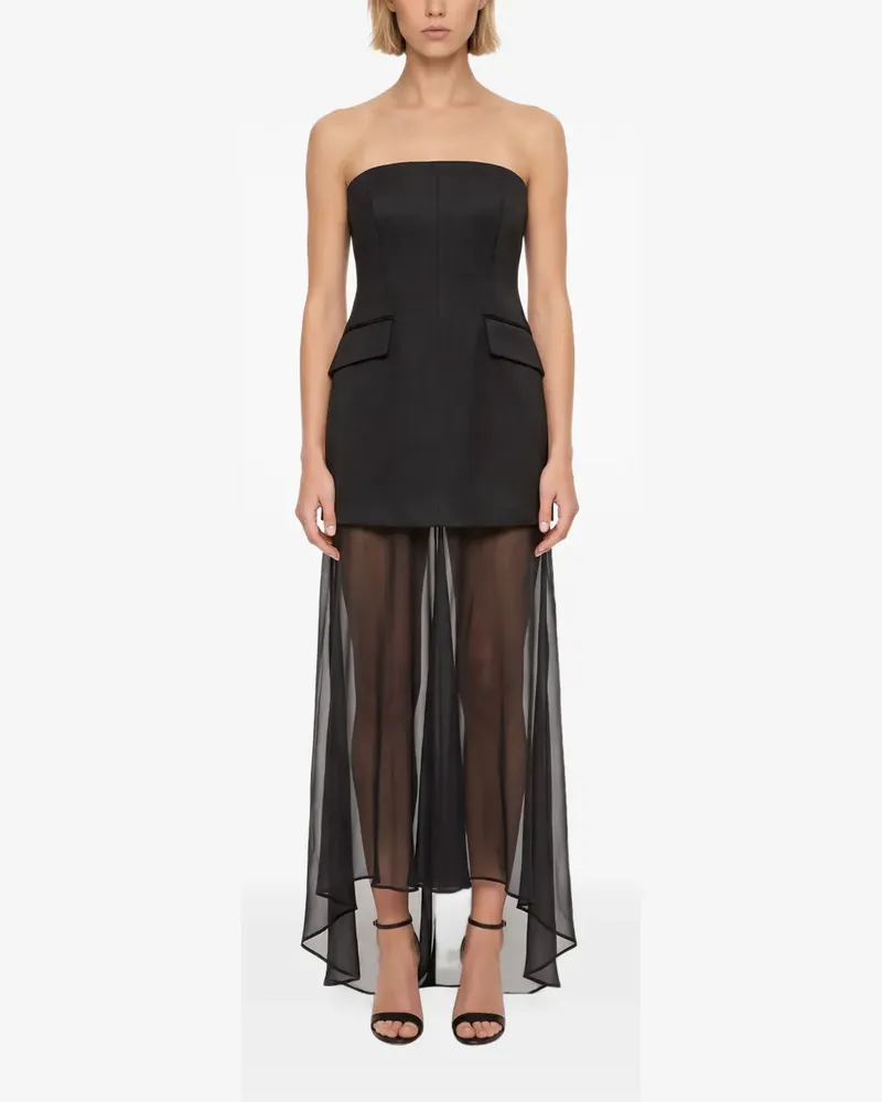 SPORTMAX Schulterfreies Maxikleid im Layering-Look - Schwarz Schwarz