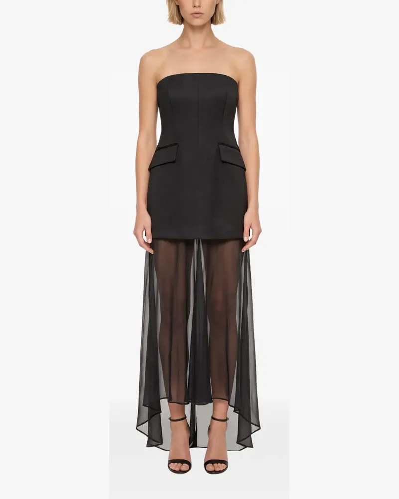 SPORTMAX Schulterfreies Maxikleid im Layering-Look - Schwarz Schwarz