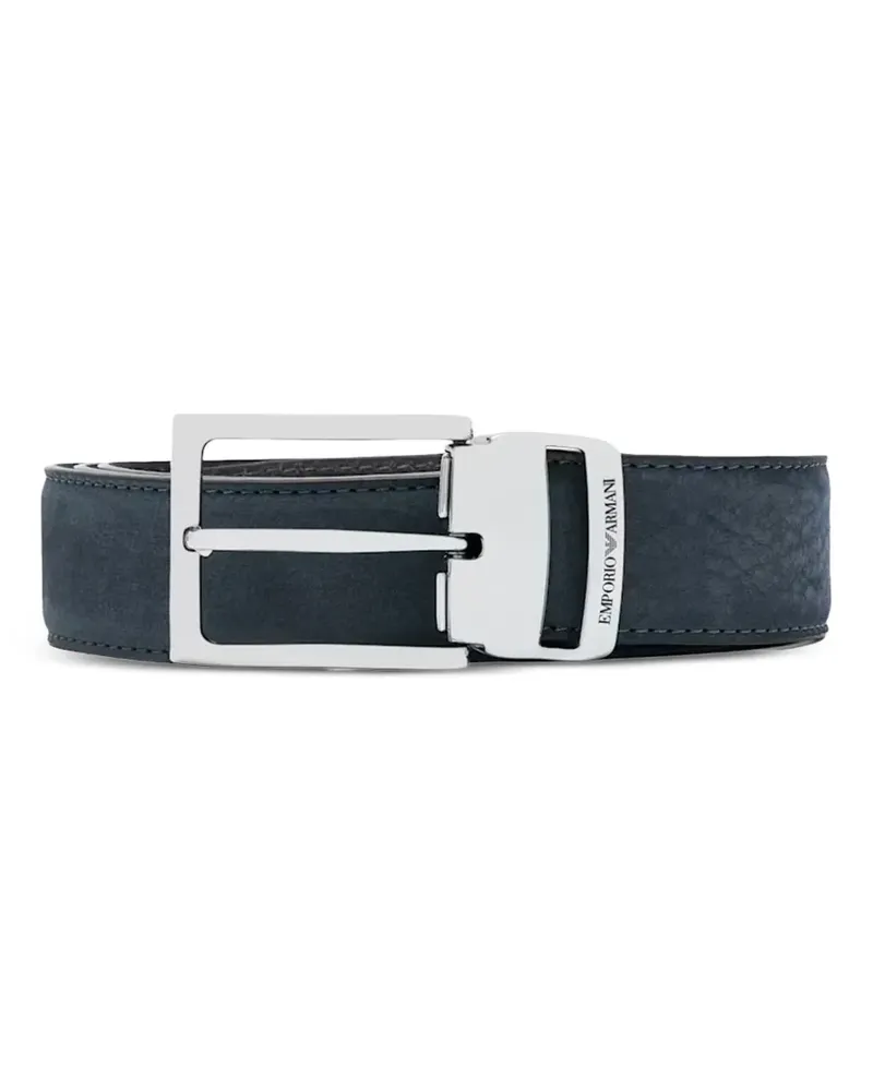 Emporio Armani Ledergürtel mit Logo-Gravur - Blau Blau