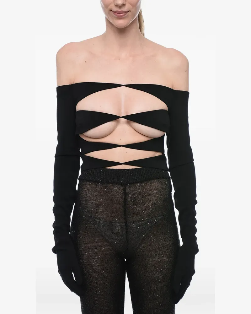 Mônot cut-out off-shoulder glove top - Schwarz Schwarz