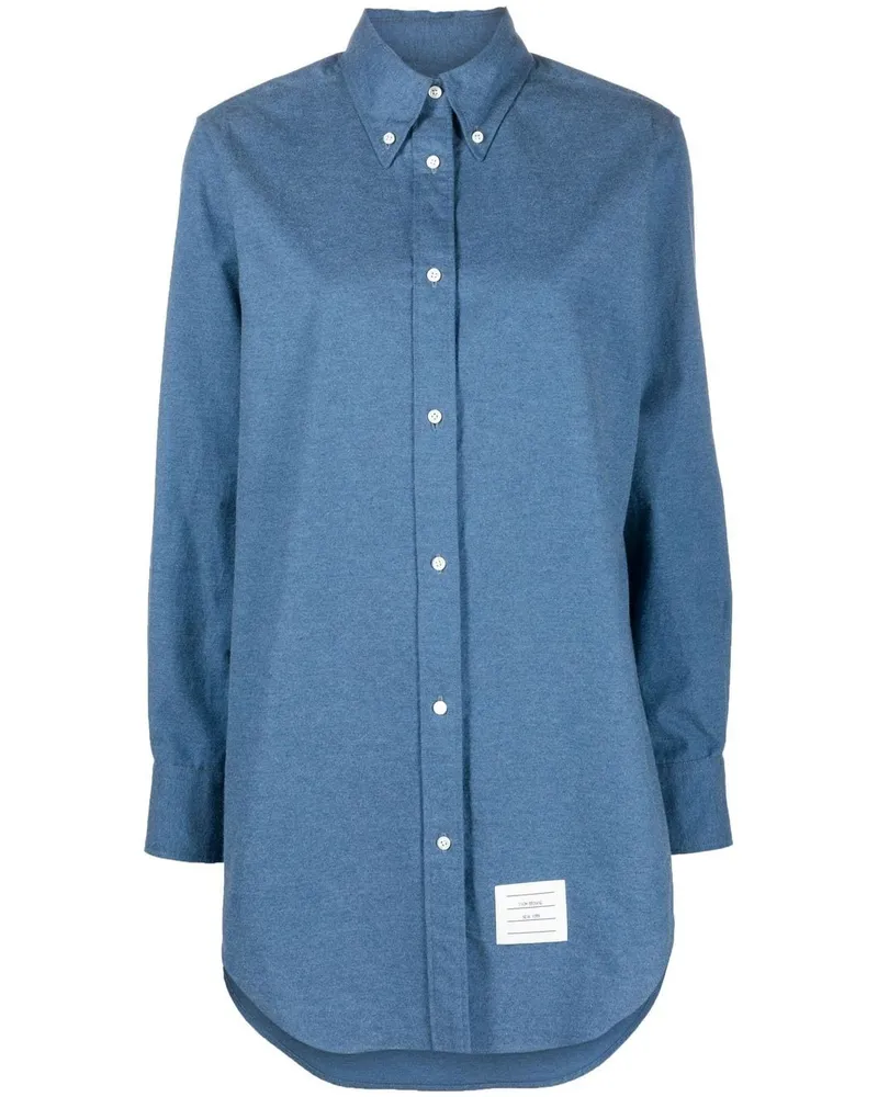 Thom Browne Hemdkleid mit Logo-Patch - Blau Blau