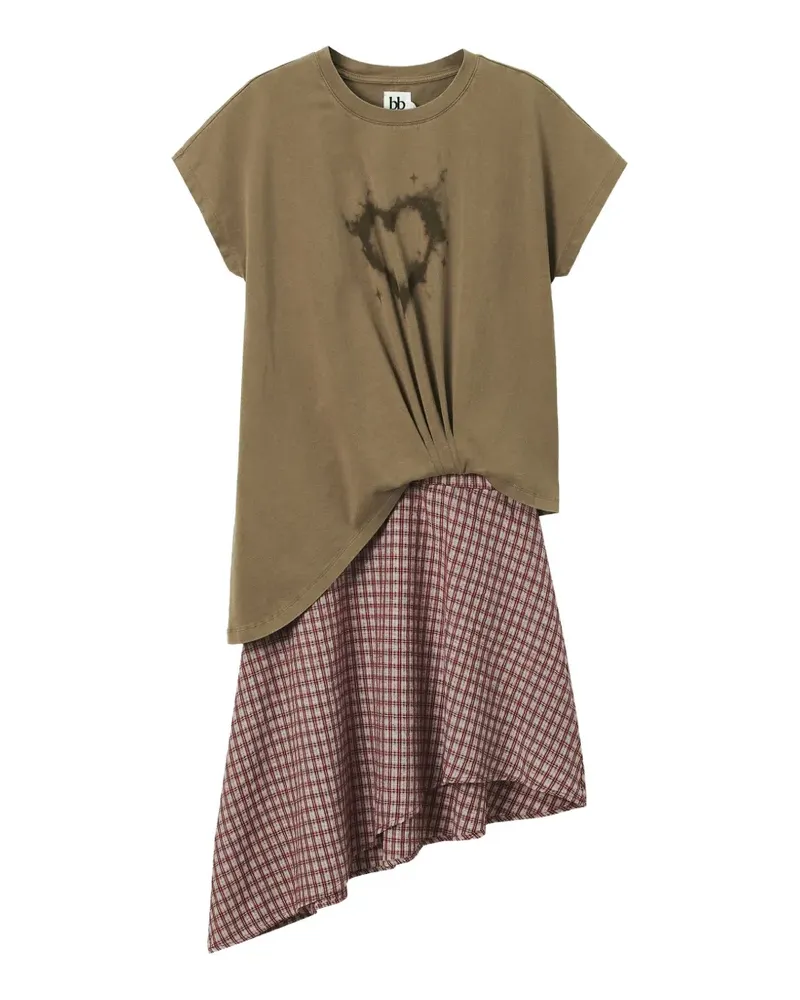 b+ab heart-print asymmetric mini dress - Grün Grün