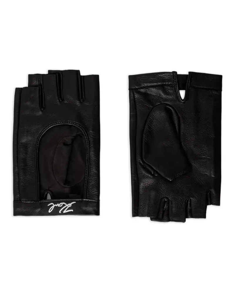 Karl Lagerfeld fingerless leather gloves - Schwarz Schwarz