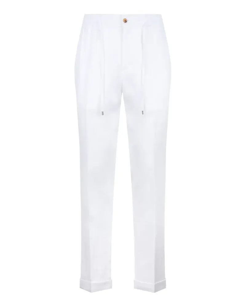 Philipp Plein drawstring-waist linen trousers - Weiß Weiß