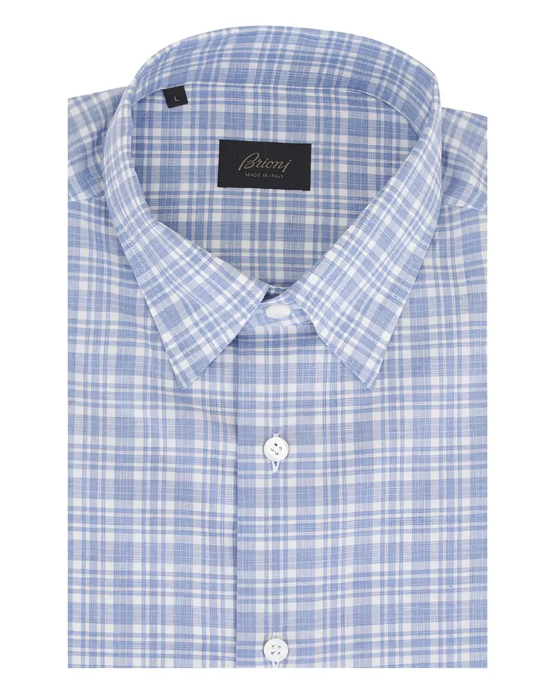 Brioni Kariertes Ventiquattro Flanellhemd - Blau Blau