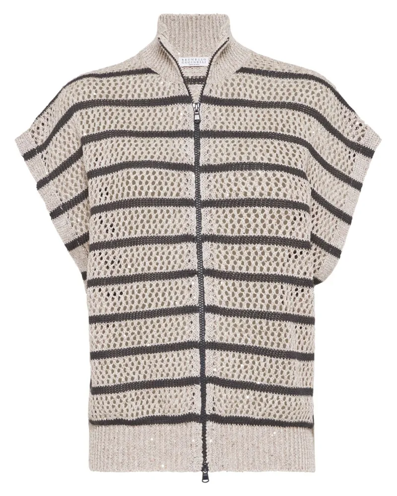 Brunello Cucinelli Gestreifter Cardigan - Nude Nude