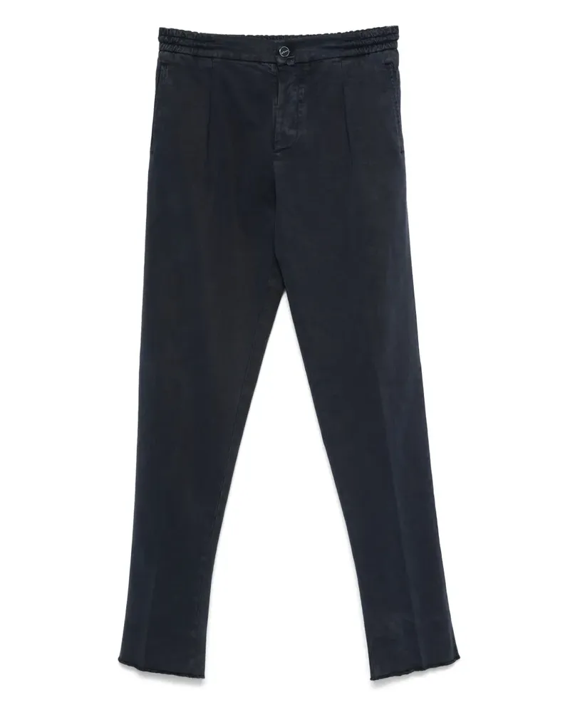 Kiton Plissierte Hose mit Fransen - Blau Blau