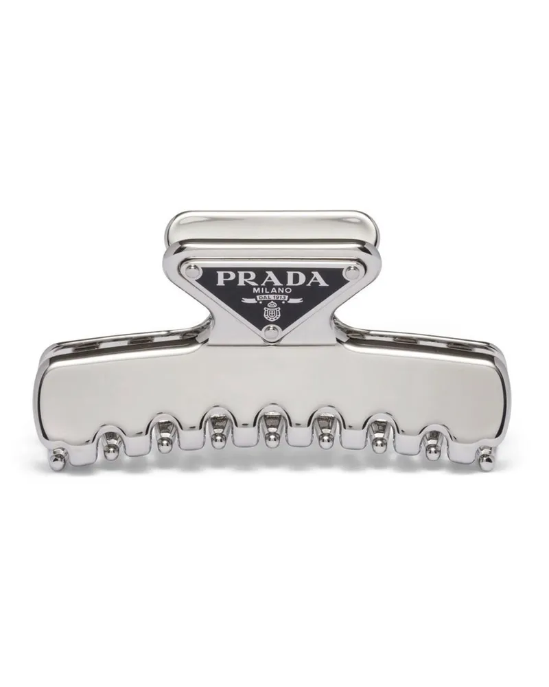 Prada Haarklammer mit Logo - Silber Silber