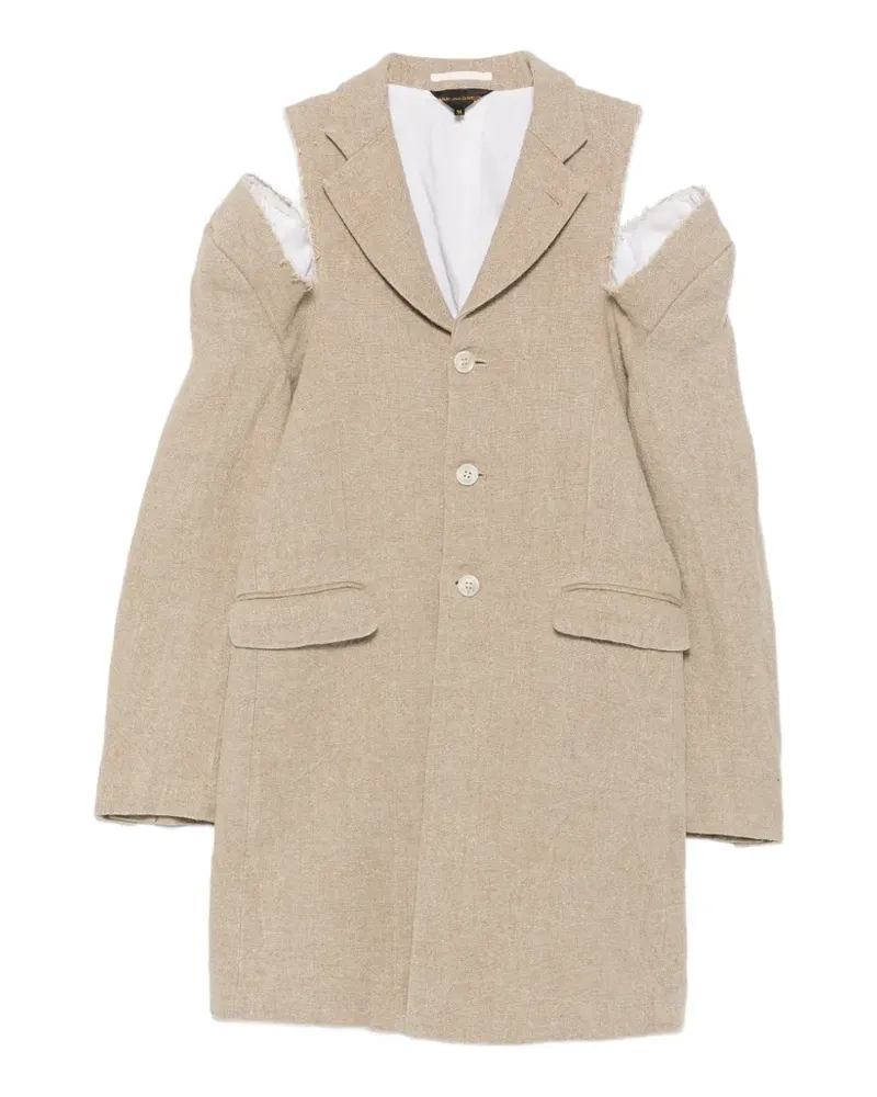 Comme des Garçons cut-out frayed coat - Nude Nude
