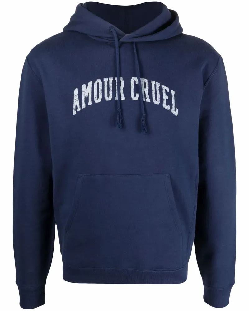 Saint Laurent Hoodie mit Slogan-Print - Blau Blau