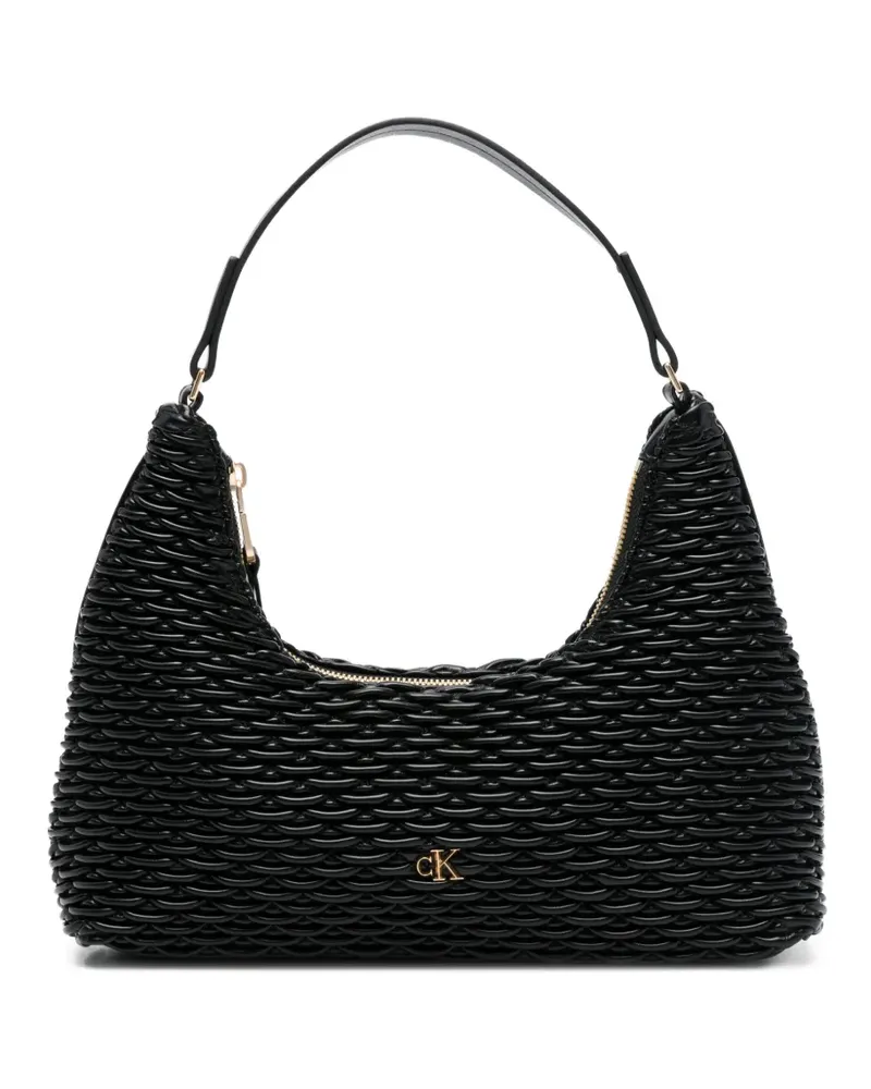 Calvin Klein Plissierte Schultertasche - Schwarz Schwarz