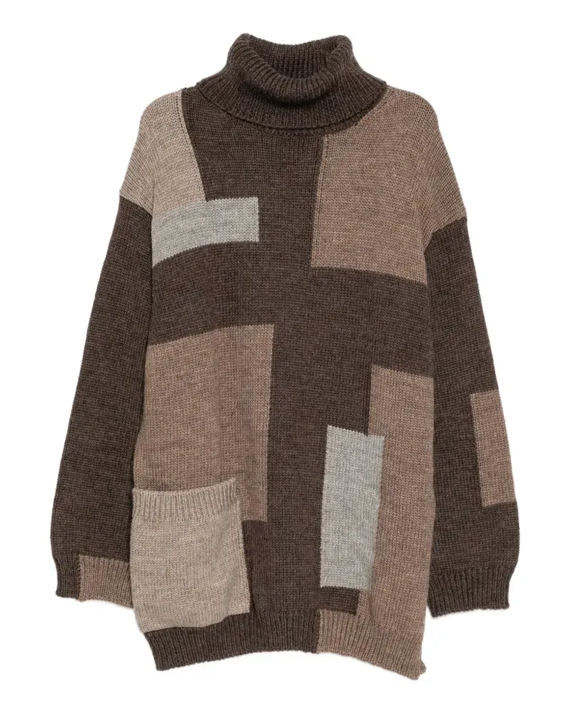 Yohji Yamamoto Patchwork-Pullover - Braun Braun