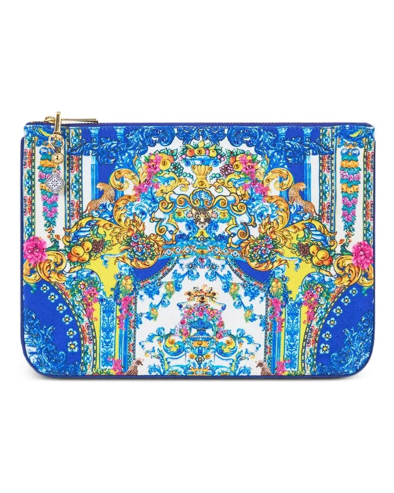 Camilla small floral-print clutch bag - Blau Blau