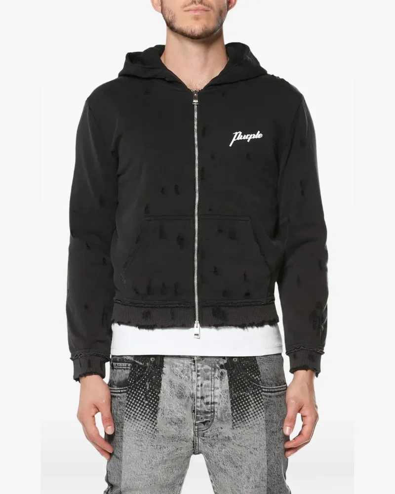 PURPLE BRAND distressed hoodie - Schwarz Schwarz