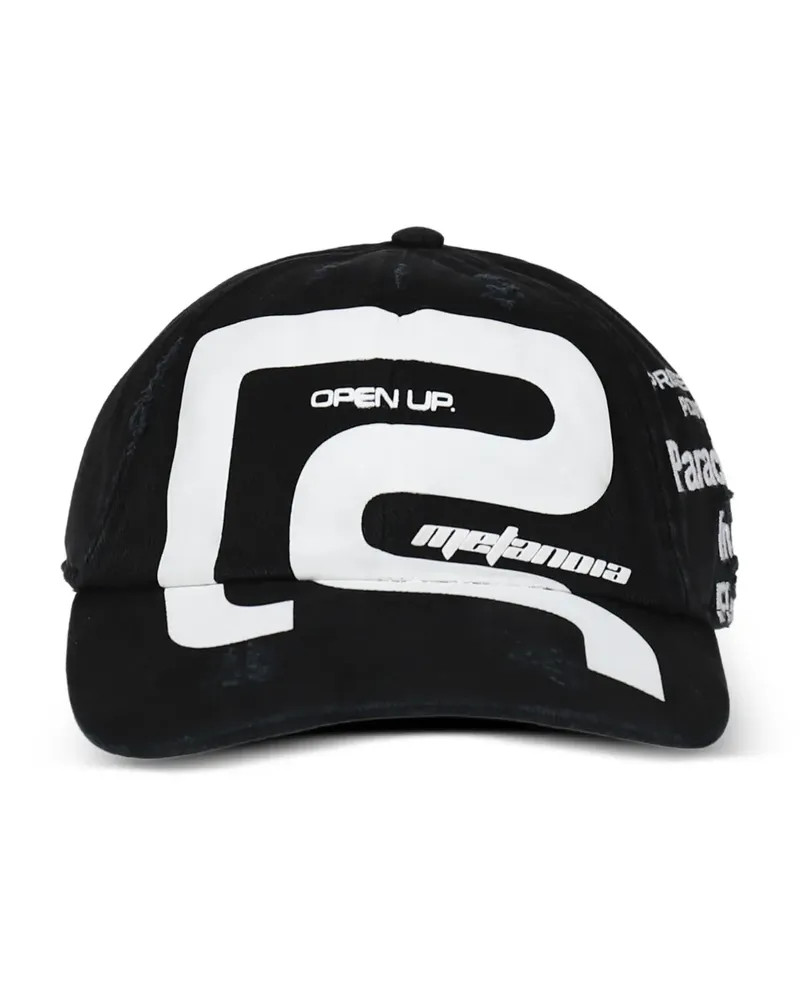 RRR123 Baseballkappe mit grafischem Print - Schwarz Schwarz