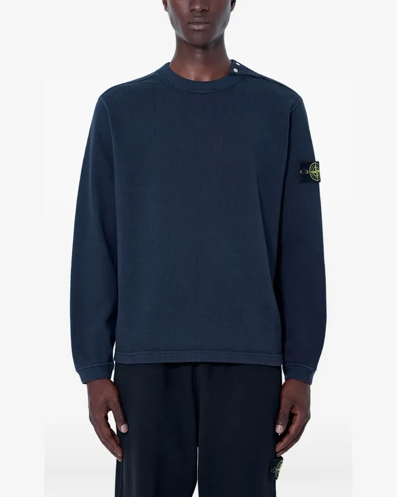 Stone Island logo-patch button-detail sweatshirt - Blau Blau