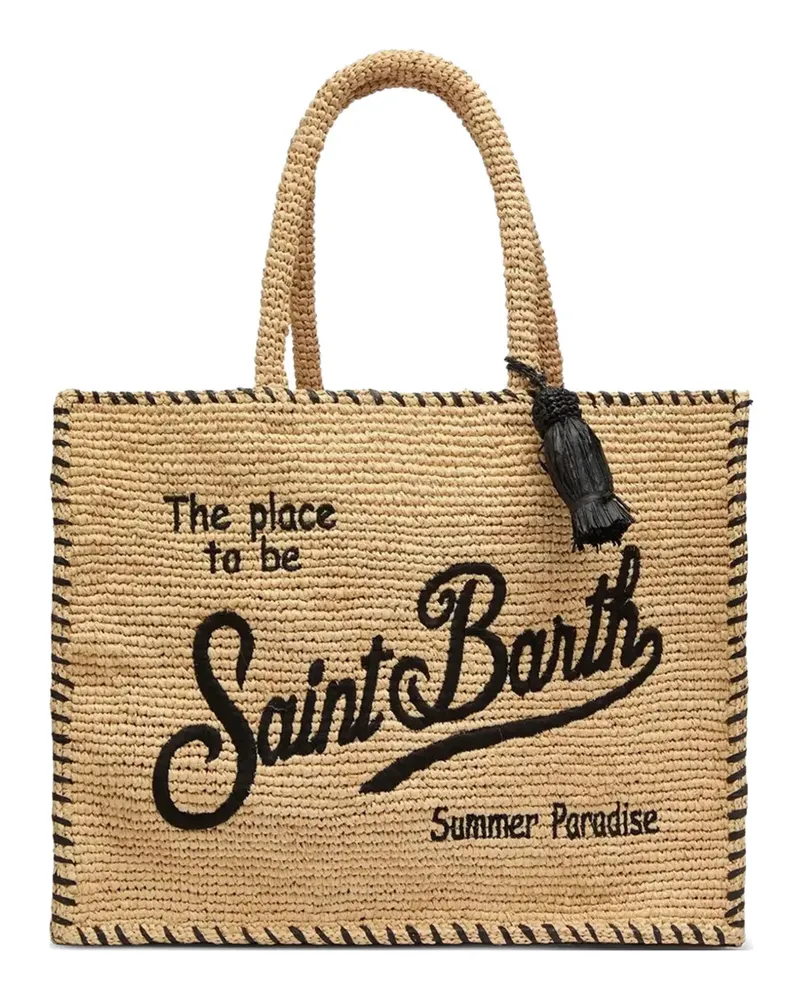 MC2 Saint Barth embroidered raffia tote bag - Nude Nude