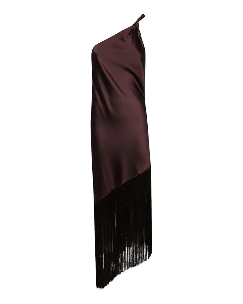 Pinko fringe-trim one-shoulder midi dress - Violett Violett