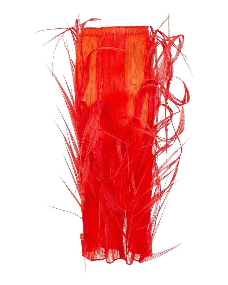Issey Miyake Urban Jungle fringe-detail pleated skirt - Rot Rot