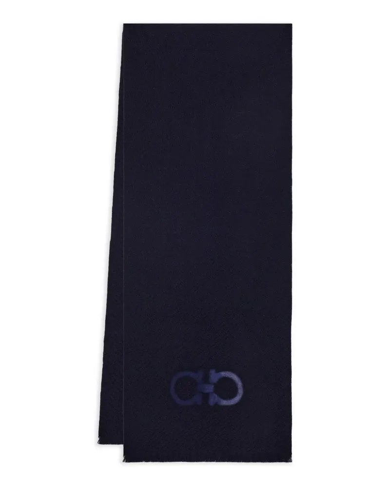 Ferragamo Gancini-motif wool scarf - Blau Blau