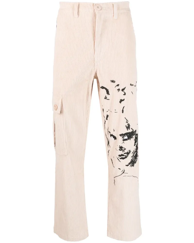 KidSuper Gerade Hose mit aufgesticktem Gesicht - Nude Nude