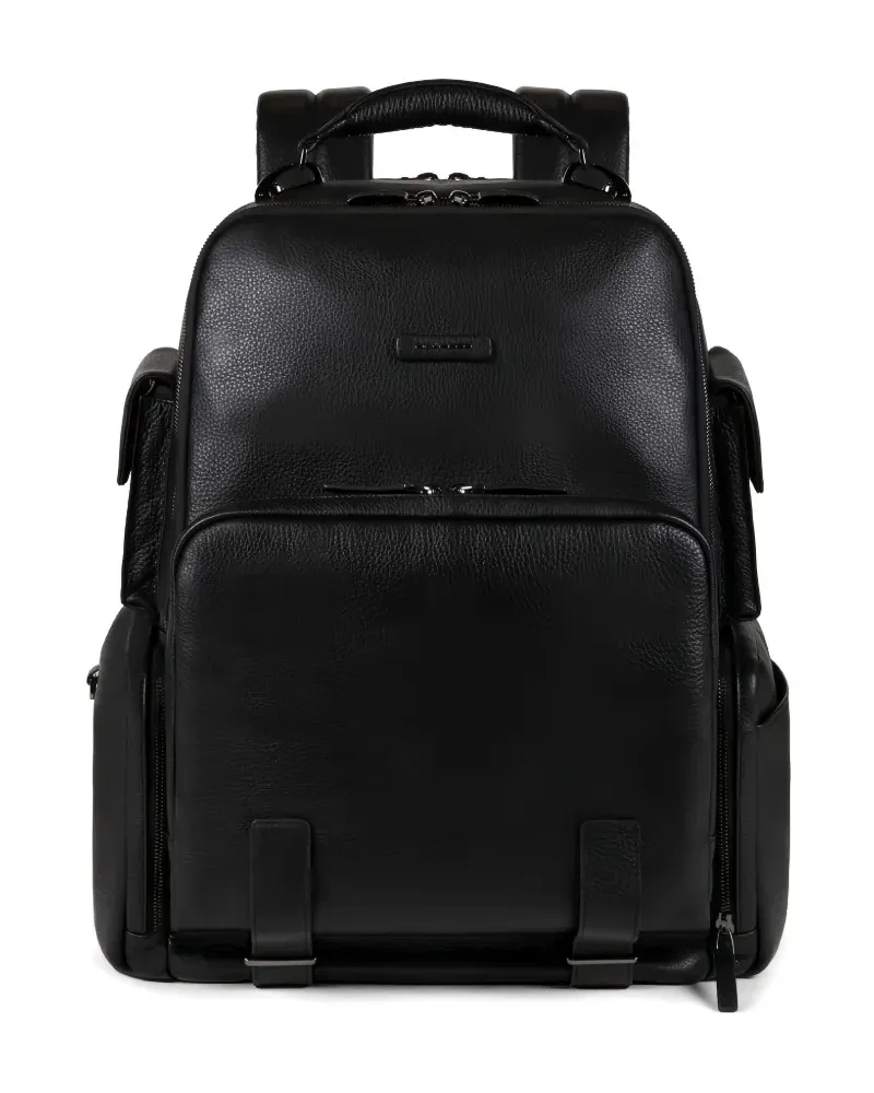 Piquadro grained leather backpack - Schwarz Schwarz