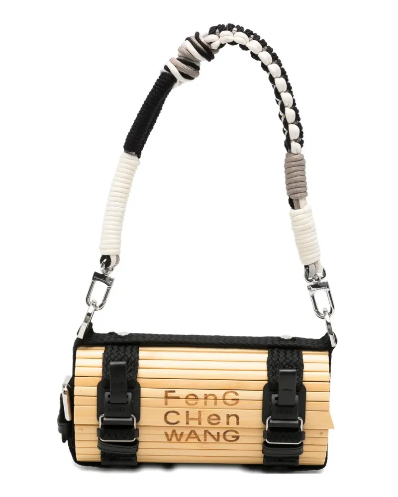Feng Chen Wang bamboo-slat buckled clutch bag - Nude Nude