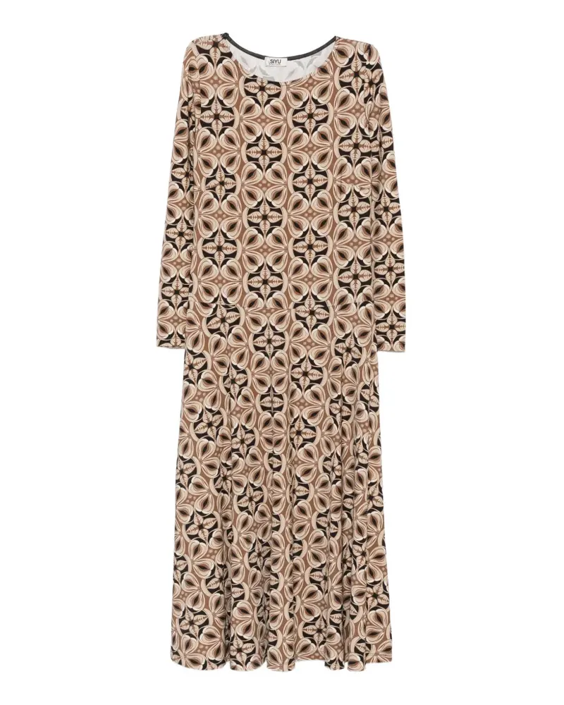 SIYU geometric-print midi dress - Braun Braun