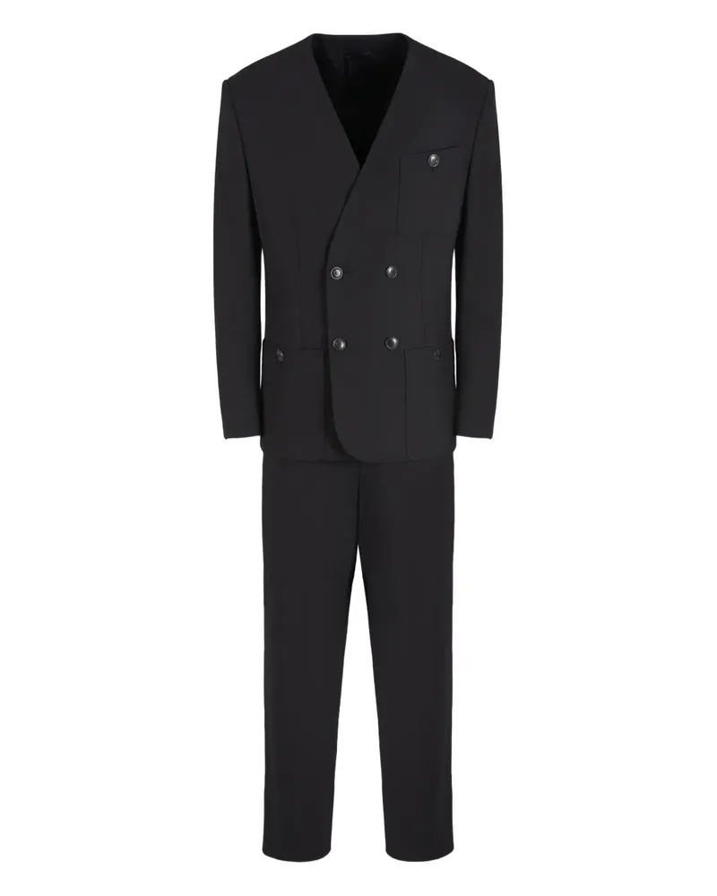 Giorgio Armani Doppelreihiger Anzug ohne Revers - Schwarz Schwarz