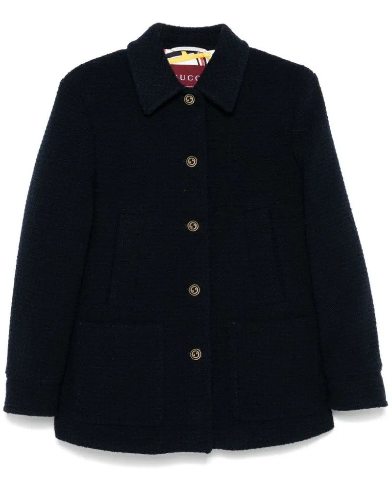 Gucci Karierte Bouclé-Jacke - Blau Blau
