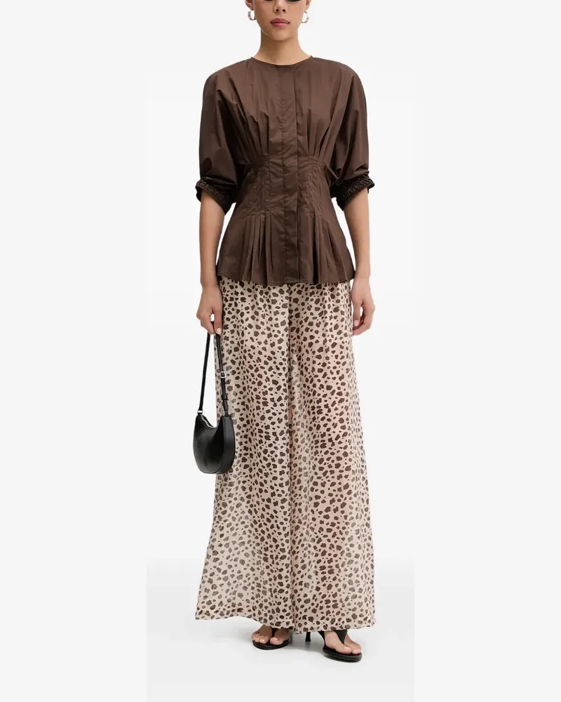 VICOLO leopard-print wide-leg trousers - Nude Nude