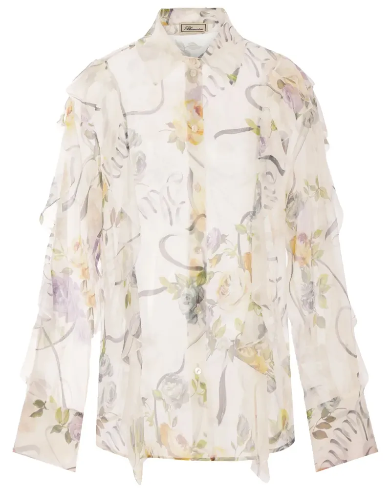 Blumarine Oberteil mit Volants - Weiß Weiß
