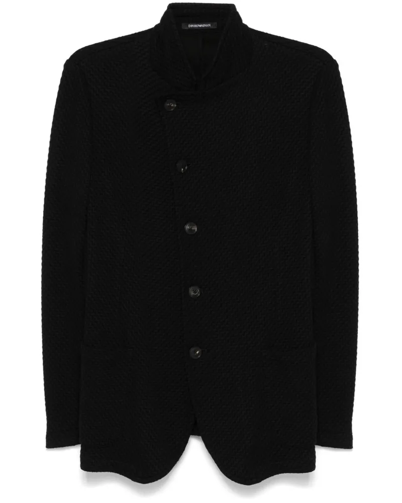 Emporio Armani Gestrickte Jacke mit Guru-Kragen - Schwarz Schwarz