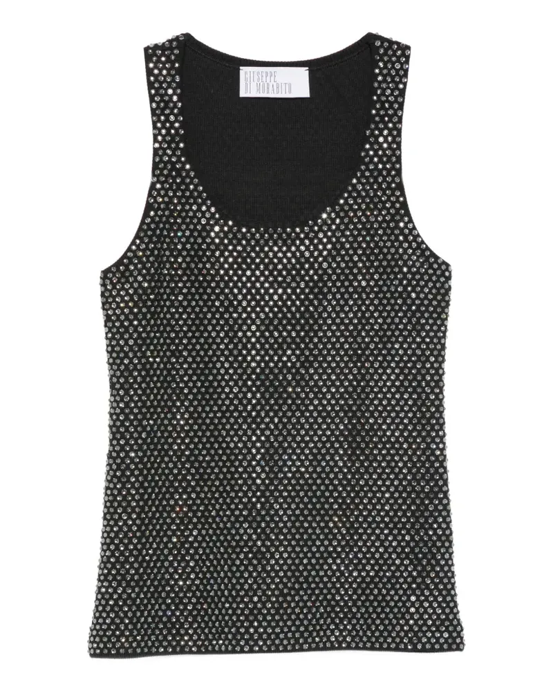 Giuseppe di Morabito Geripptes Strickoberteil mit Kristallen - Schwarz Schwarz