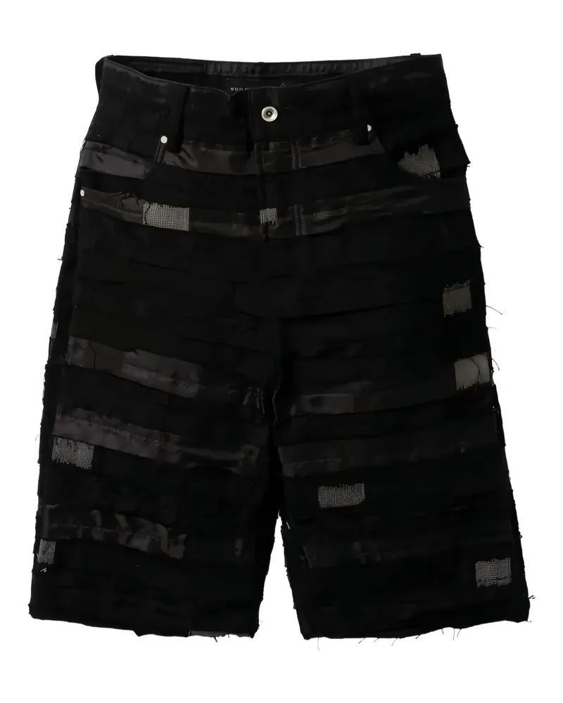 WHO DECIDES WAR lace-insert frayed shorts - Schwarz Schwarz
