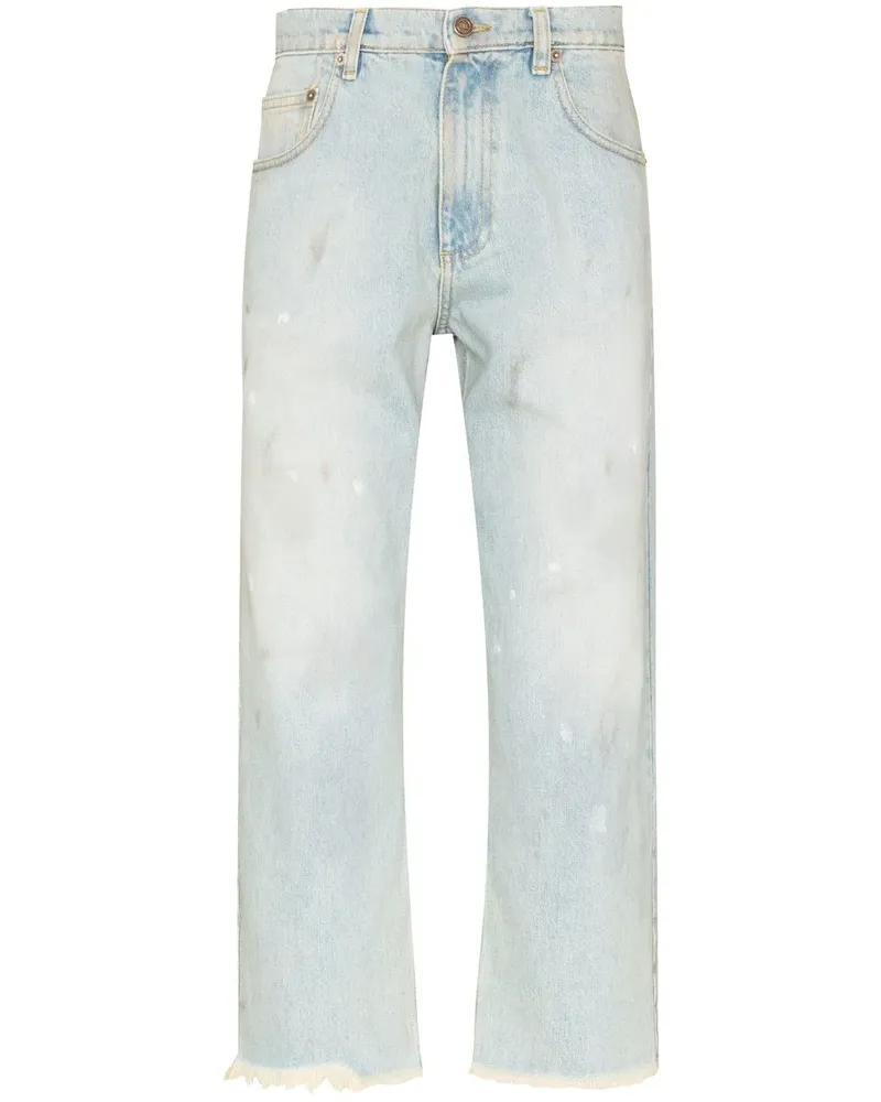 ERL Cropped-Jeans im Used-Look - Blau Blau