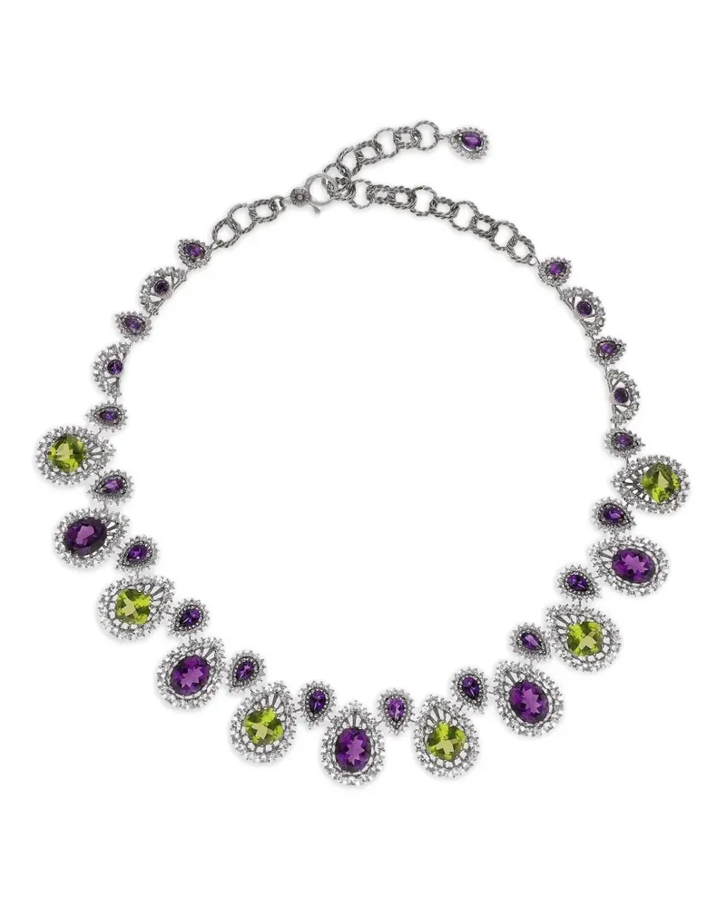 Dolce & Gabbana 18kt Eleganza Weißgoldhalskette mit Schmucksteinen - Silber Silber