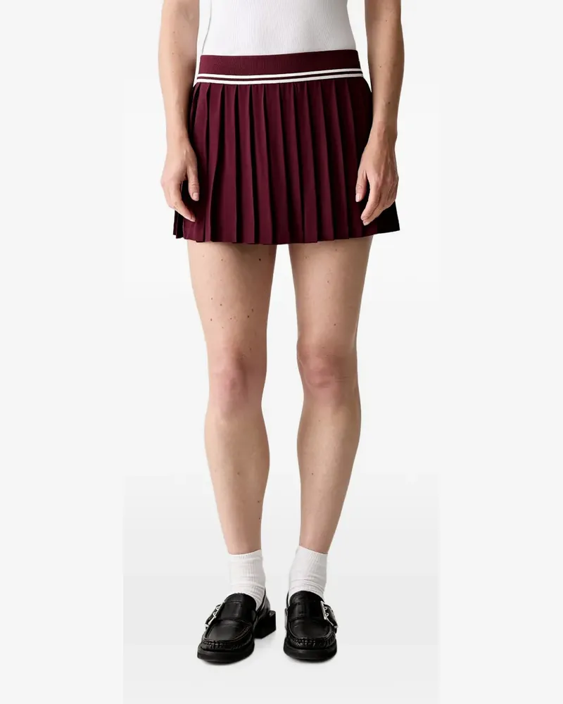 SPORTY & RICH Abigail pleated logo-embroidered mini skirt - Rot Rot