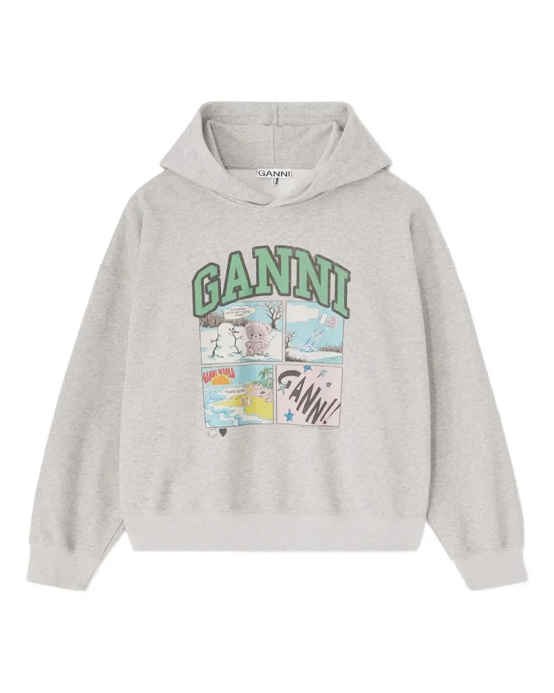 Ganni Hoodie mit grafischem Print - Grau Grau
