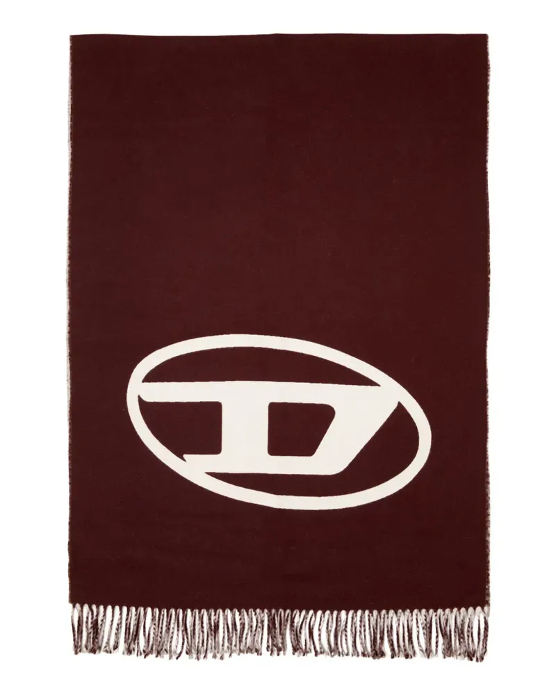 Diesel S-Tevie oval D-logo fringed-edge scarf - Braun Braun