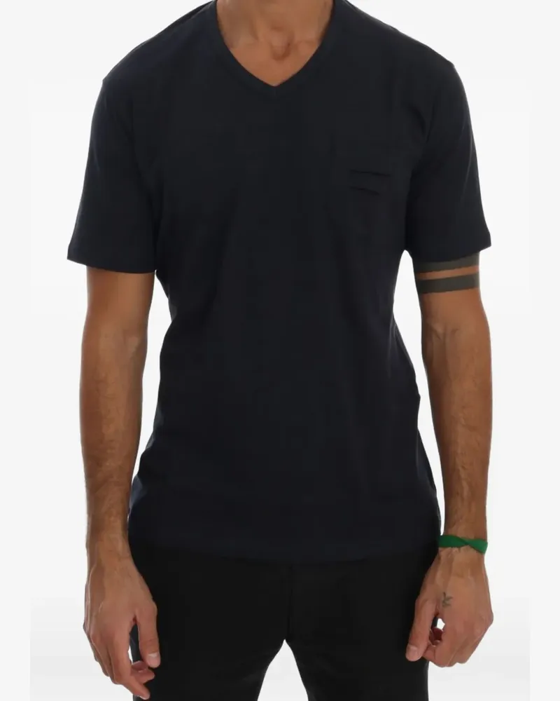 Daniele Alessandrini T-Shirt mit aufgesetzter Tasche - Blau Blau