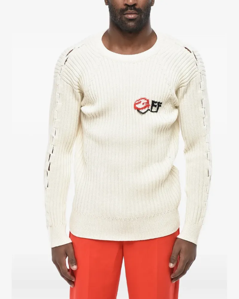 OFF-WHITE lace-up ribbed sweater - Nude Nude