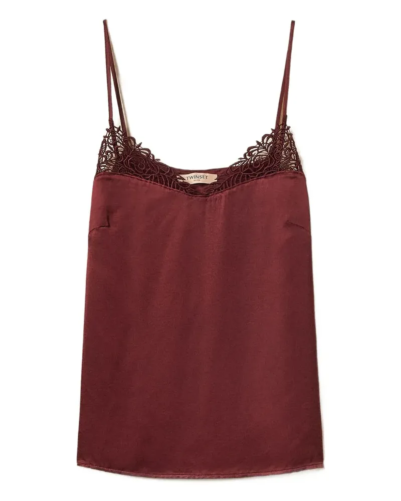 Twin-Set Top mit Spitzeneinsätzen - Rot Rot