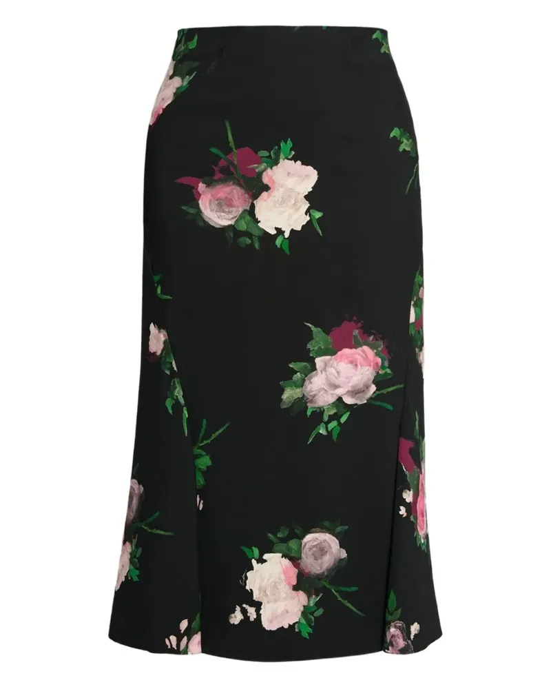 Erdem Midirock mit Blumen-Print - Schwarz Schwarz