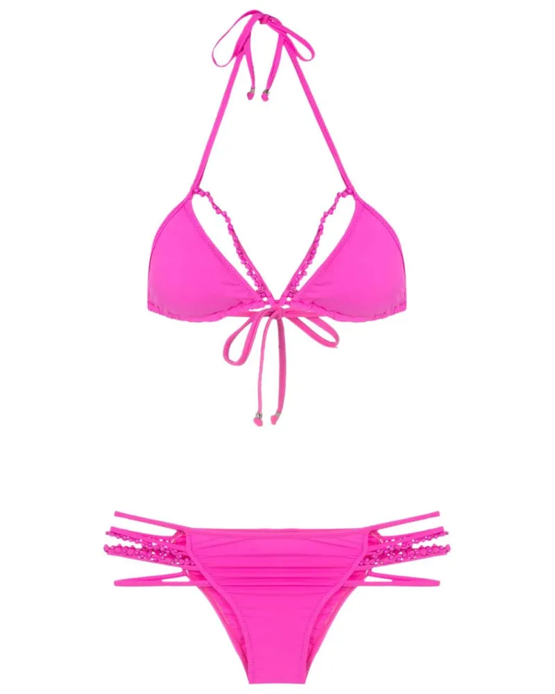 Amir Slama Triangel-Bikini mit Perlen - Rosa Rosa