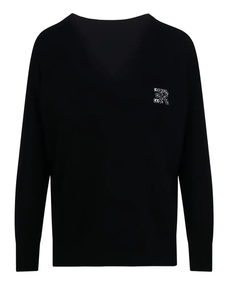 Ermanno Scervino V-Ausschnitt-Strick mit Applikation - Schwarz Schwarz